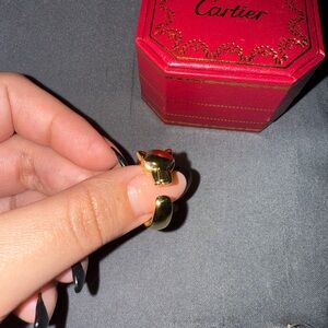 & Other Stories Gold Panther Ring with Red Details